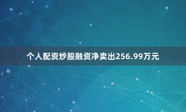 个人配资炒股融资净卖出256.99万元